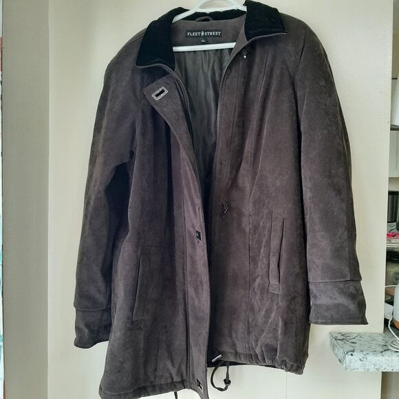 Fleet Street Faux Suede Velvety  Heavy Winter Coat Jacket Brown size Large - Picture 4 of 12